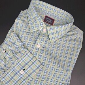 UNTUCKit Button Down Shirt Mens XXL Green Blue Plaid Long Sleeve Cotton
